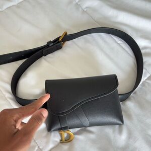 Black Leather Belt Bag